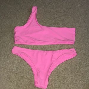 Bright pink swim suit!!